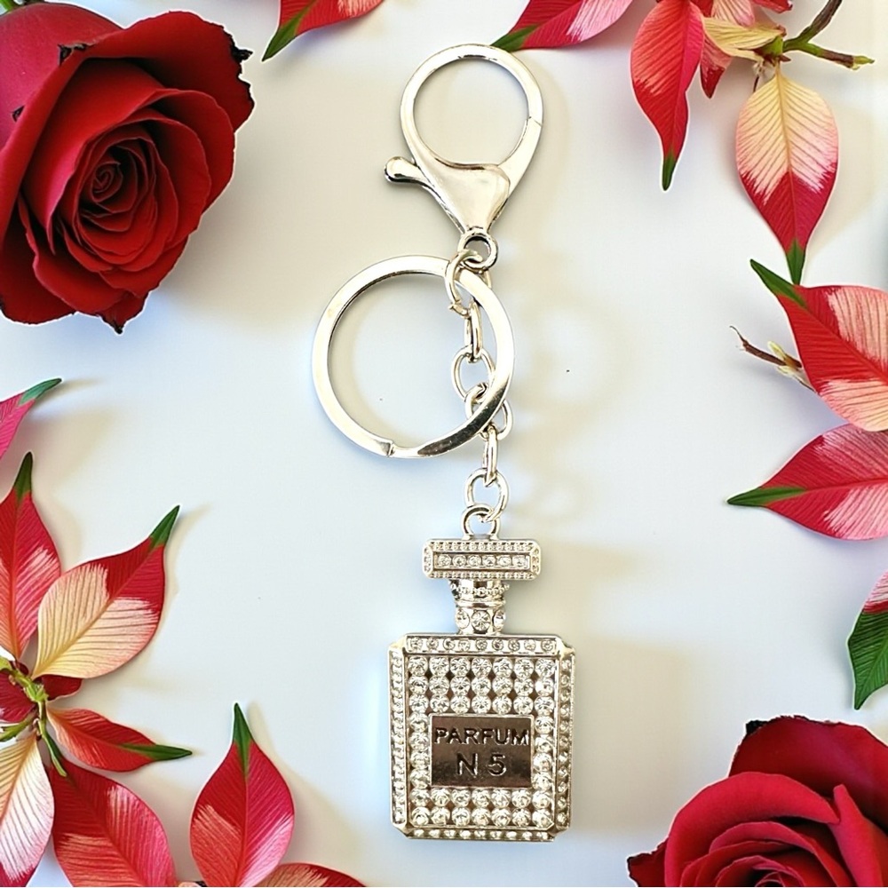 Silver Parfum No. 5‎ Keychain & Bag Charm New